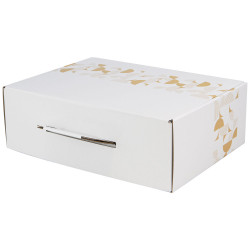 Valisette Carton rectangulaire Blanc Eclat d'Or 36,5x27x12cm