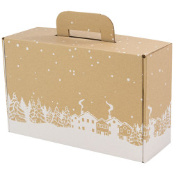 Valisette carton rectangulaire Hiver enneige 34,5x22x12 cm