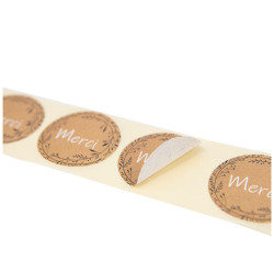 Sticker Rond Kraft Merci diametre 4cm - Lot de 500