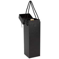 Coffret carton bouteille noir cuir Indispensable 10x10x33cm