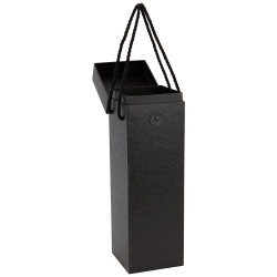 Coffret carton bouteille noir cuir Indispensable 10x10x33cm