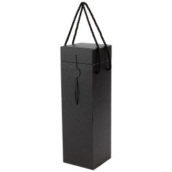 Coffret carton bouteille noir cuir Indispensable 10x10x33cm