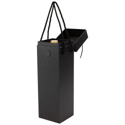 Coffret carton bouteille noir cuir Indispensable 10x10x33cm