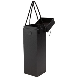 Coffret carton bouteille noir cuir Indispensable 10x10x33cm