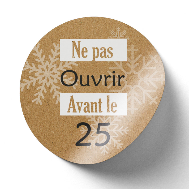 Sticker Rond kraft Noel - Rouleau de 500