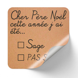 Sticker Rectangulaire Kraft Sage/Pas Sage - Rouleau de 500 