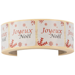 Sticker Rectangulaire Joyeux Noel 4x3,5 cm - Lot de 500