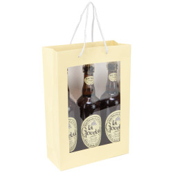 Sac carton 3 bouteilles et fenetre Fresh Beer 24x10x35cm