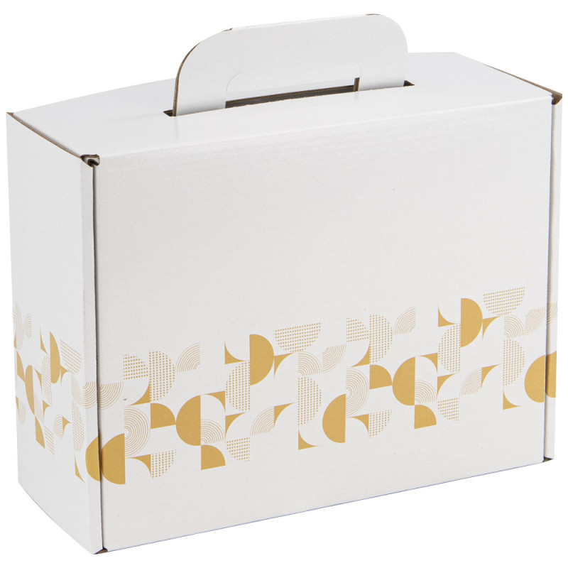 Valisette Carton Rectangulaire Blanc Eclat d'Or 25x19x10cm