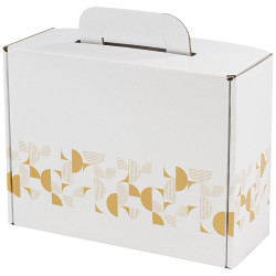 Valisette Carton Rectangulaire Blanc Eclat d'Or 25x19x10cm