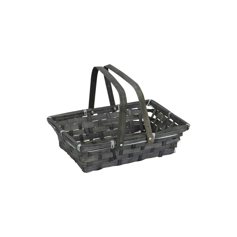 Panier en bambou anthracite avec 2 anses pliables