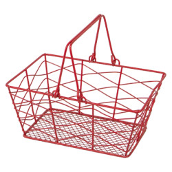 Panier metal rouge avec 2 anses pliables