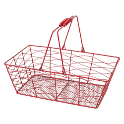 Panier metal rouge avec 2 anses pliables