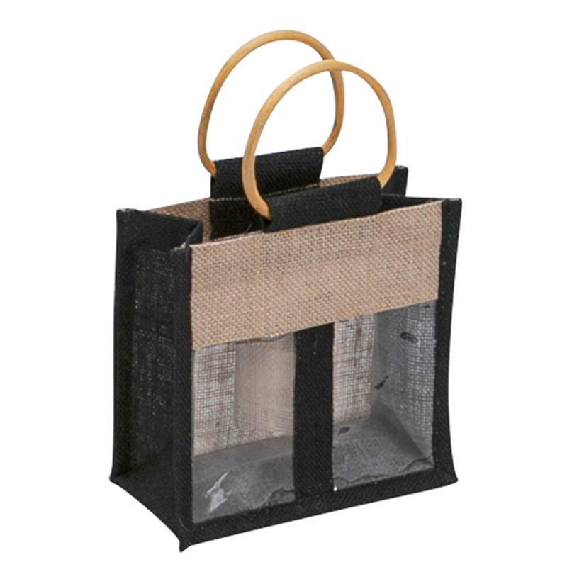 Sac en jute naturel/noir + fenetre PVC