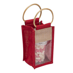 Sac en jute naturel/rouge + fenetre PVC