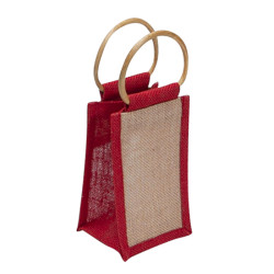 Sac en jute naturel/rouge + fenetre PVC