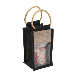 Sac en jute naturel/noir + fenetre PVC