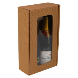 Coffret carton kraft 2 bouteilles avec fenetre