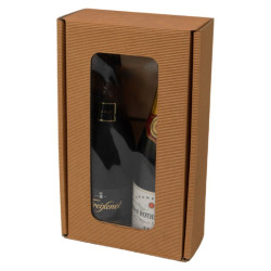 Coffret carton kraft 2 bouteilles avec fenetre