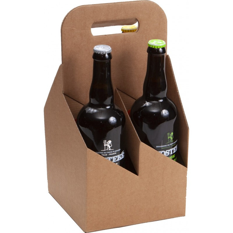 Porte bouteille en carton kraft pour 4 bouteilles O9