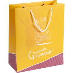 Sac carton FSC jaune 'Promenade gourmande' + fenetre PVC