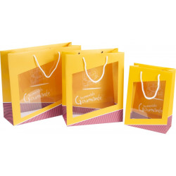 Sac carton FSC jaune 'Promenade gourmande' + fenetre PVC