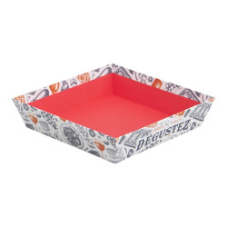 Corbeille carree en carton motif Degustez 22x22x5cm