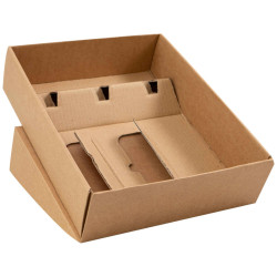 Coffret 3 bouteilles carton rectangulaire Kraft 28,5x35x9cm