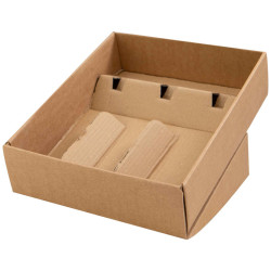 Coffret 3 bouteilles carton rectangulaire Kraft 28,5x35x9cm