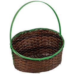 Panier oval en bambou marron et vert