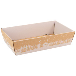 Corbeille carton rectangulaire Hiver enneige 33x20x7,5cm