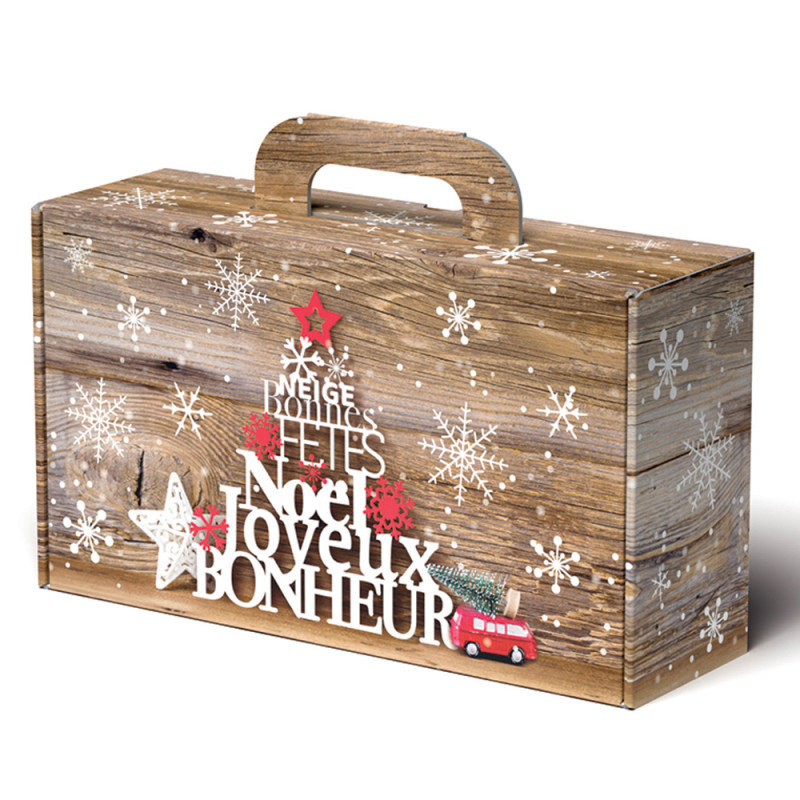 Valisette Carton Noel Joyeux Bonheur 