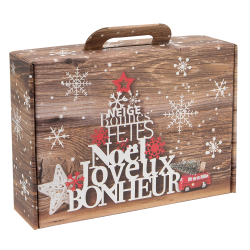 Valisette Carton Noel Joyeux Bonheur 34x24,5x9,5 cm