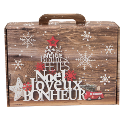 Valisette Carton Noel Joyeux Bonheur 34x24,5x9,5 cm