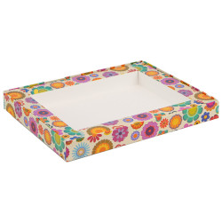 Plateau carton rectangulaire Flower Power 23.3x18.3x2.7 cm