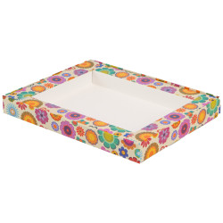 Plateau carton rectangulaire Flower Power 23.3x18.3x2.7 cm