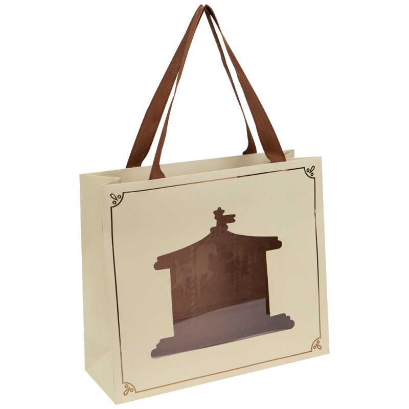 Sac Carton fenetre Rectangulaire Beige 29x10x25cm Carrousel