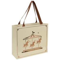 Sac Carton fenetre Rectangulaire Beige 29x10x25cm Carrousel