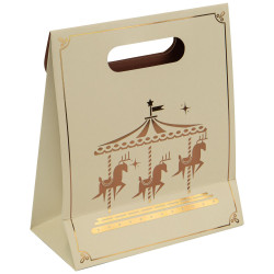 Pochette Cadeau Carton fenetre beige 16x8x19cm Carrousel