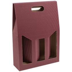 Coffret 3 bouteilles Carton Fenetre Rectangle 27x9x38cm