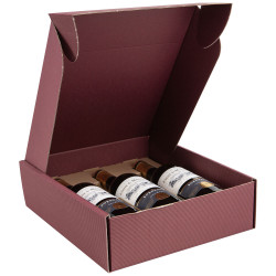 Coffret Carton Bordeaux 3 bouteilles 29,5x33,5x9 cm